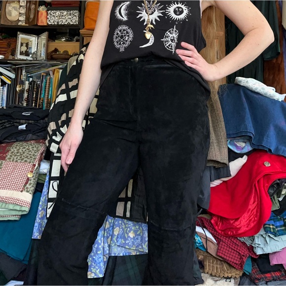 90s Lauren Ralph Lauren Leather Suede Lace-Up Pants - Picture 7 of 15